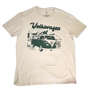 Volkswagen Official Licensed 21 Window Bus VW Logo Van Men's XL T-Shirt Beige